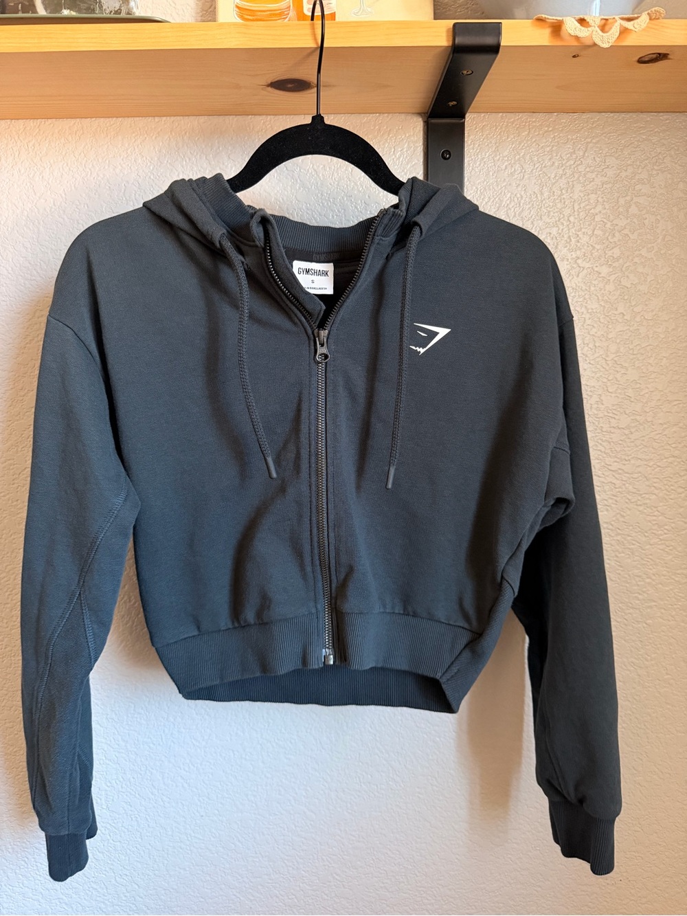 Gymshark Dark Teal Cropped Zip Hoodie
